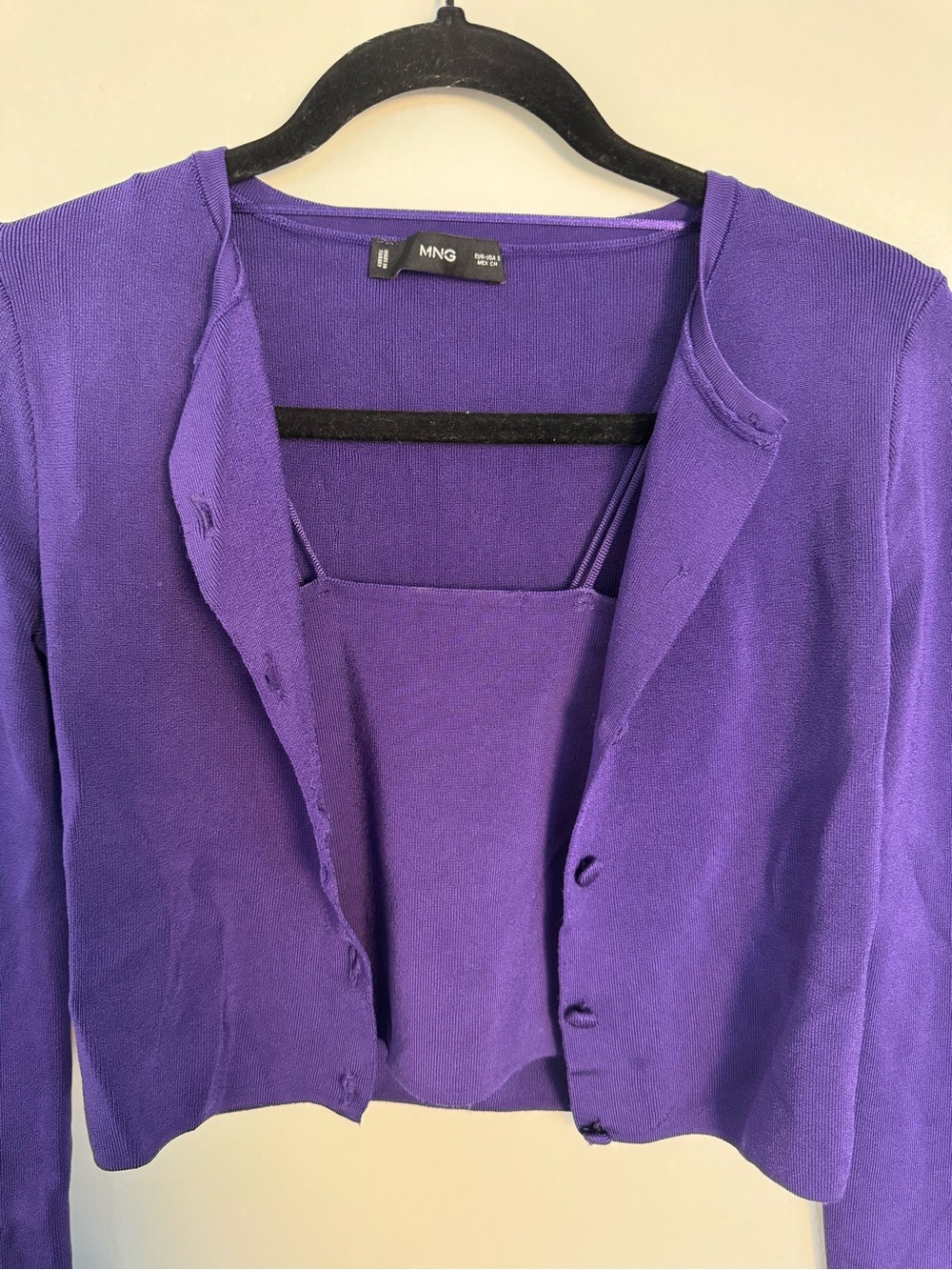 Mango Deep Purple Cropped Button Cardigan - Picture 5 of 15